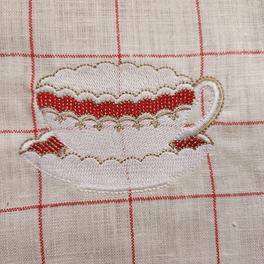 Two Kitchen Towels- Embroidered Linen Towel and Cotton Towel